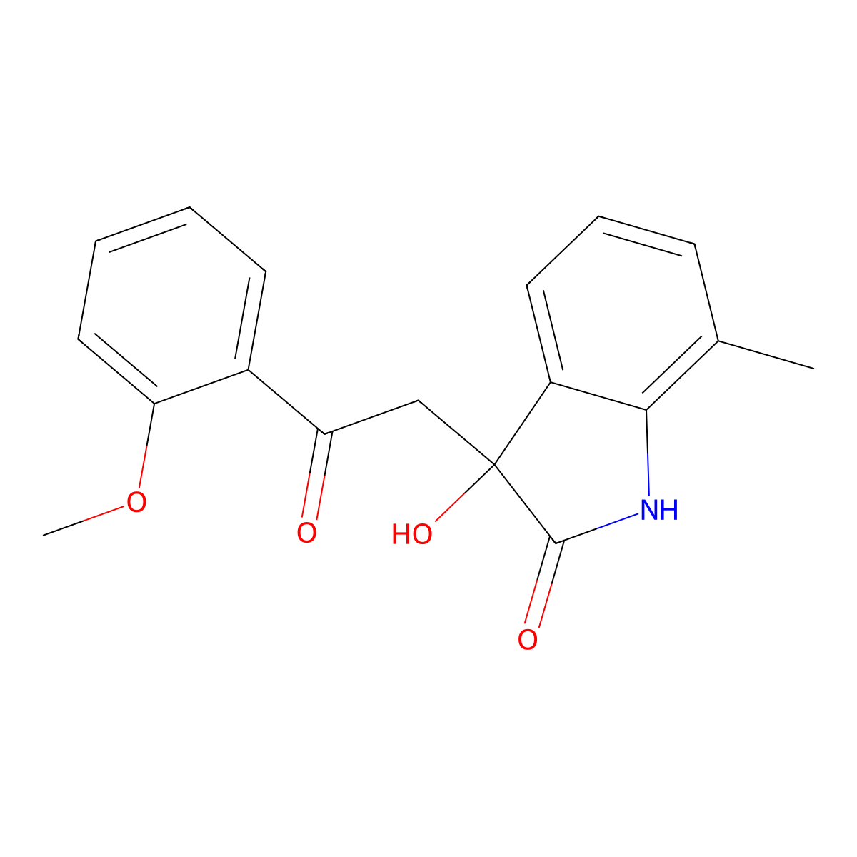 3-hydroxy-3-[2-(2-methoxyphenyl)-2-oxoethyl]-7-methyl-2,3-dihydro-1H-indol-2-one molecular structure, CAS 1355869-18-9