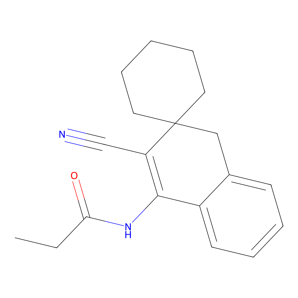 N-(2-cyanospiro[4H-naphthalene-3,1'-cyclohexane]-1-yl)propanamide molecular structure, CAS 135587-00-7