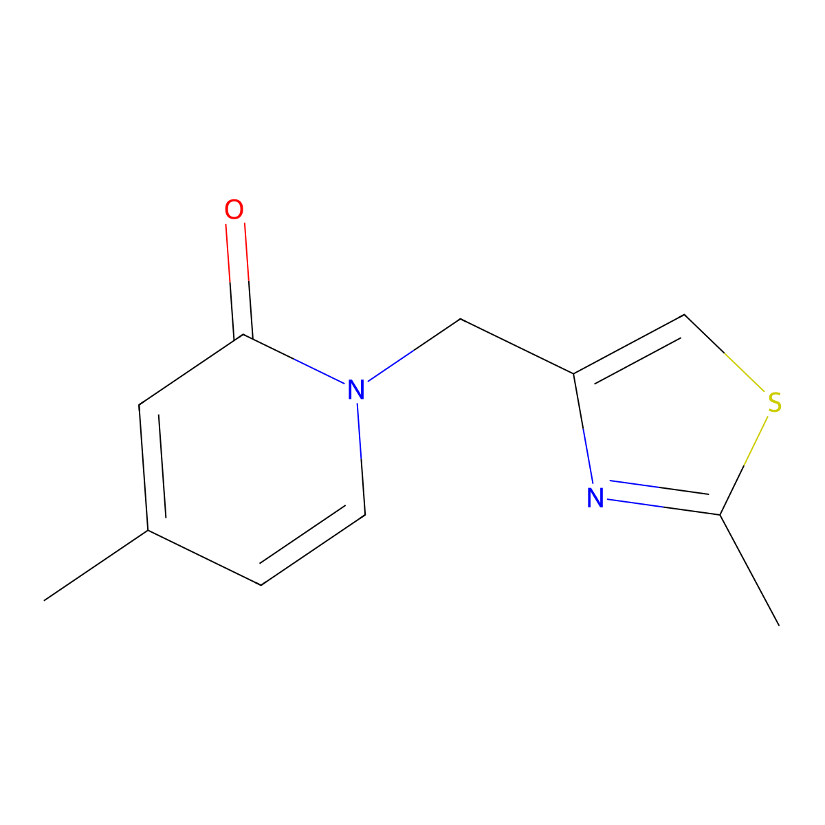4-Methyl-1-[(2-methyl-1,3-thiazol-4-yl)methyl]-1,2-dihydropyridin-2-one molecular structure, CAS 1355889-65-4