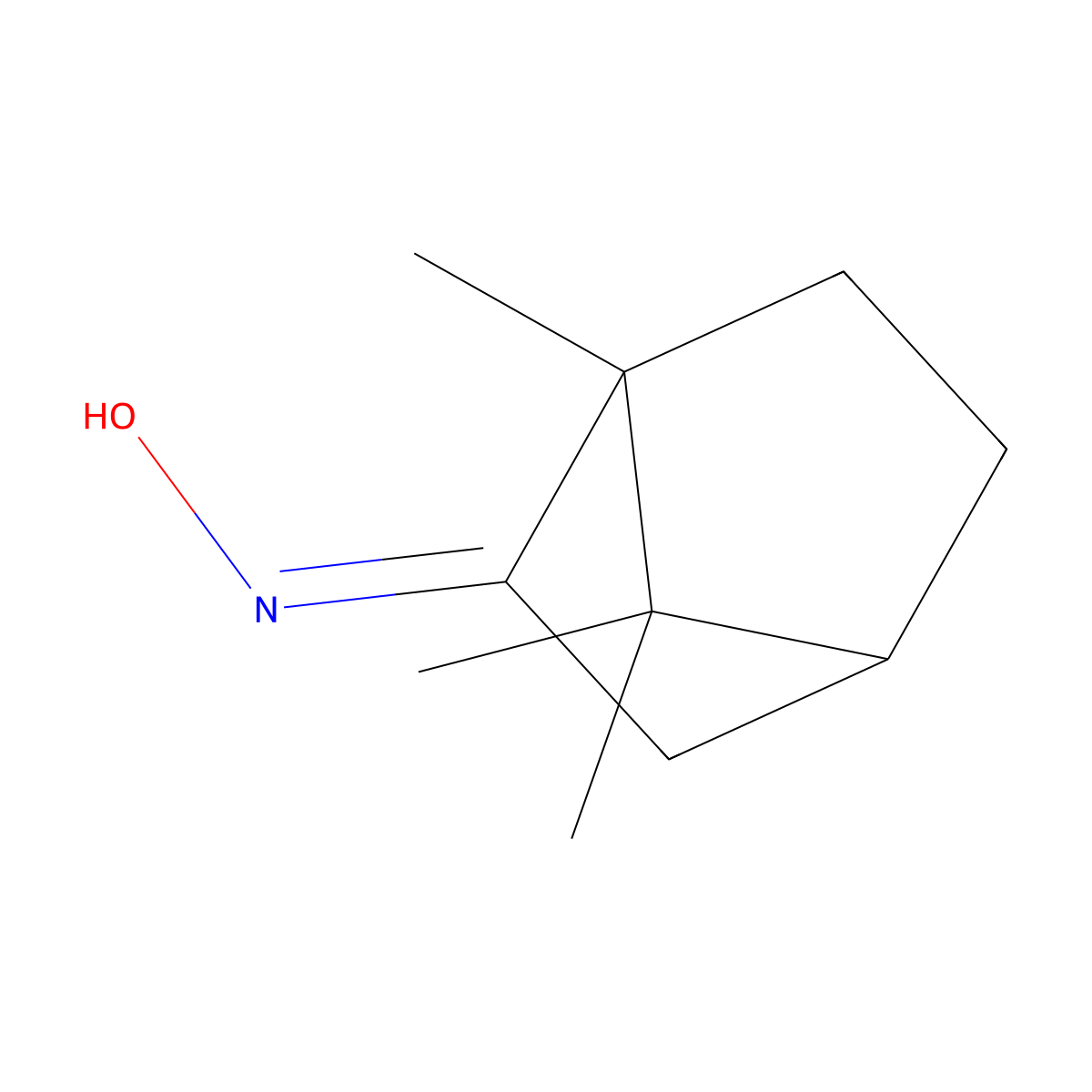 Camphor, oxime molecular structure, CAS 13559-66-5