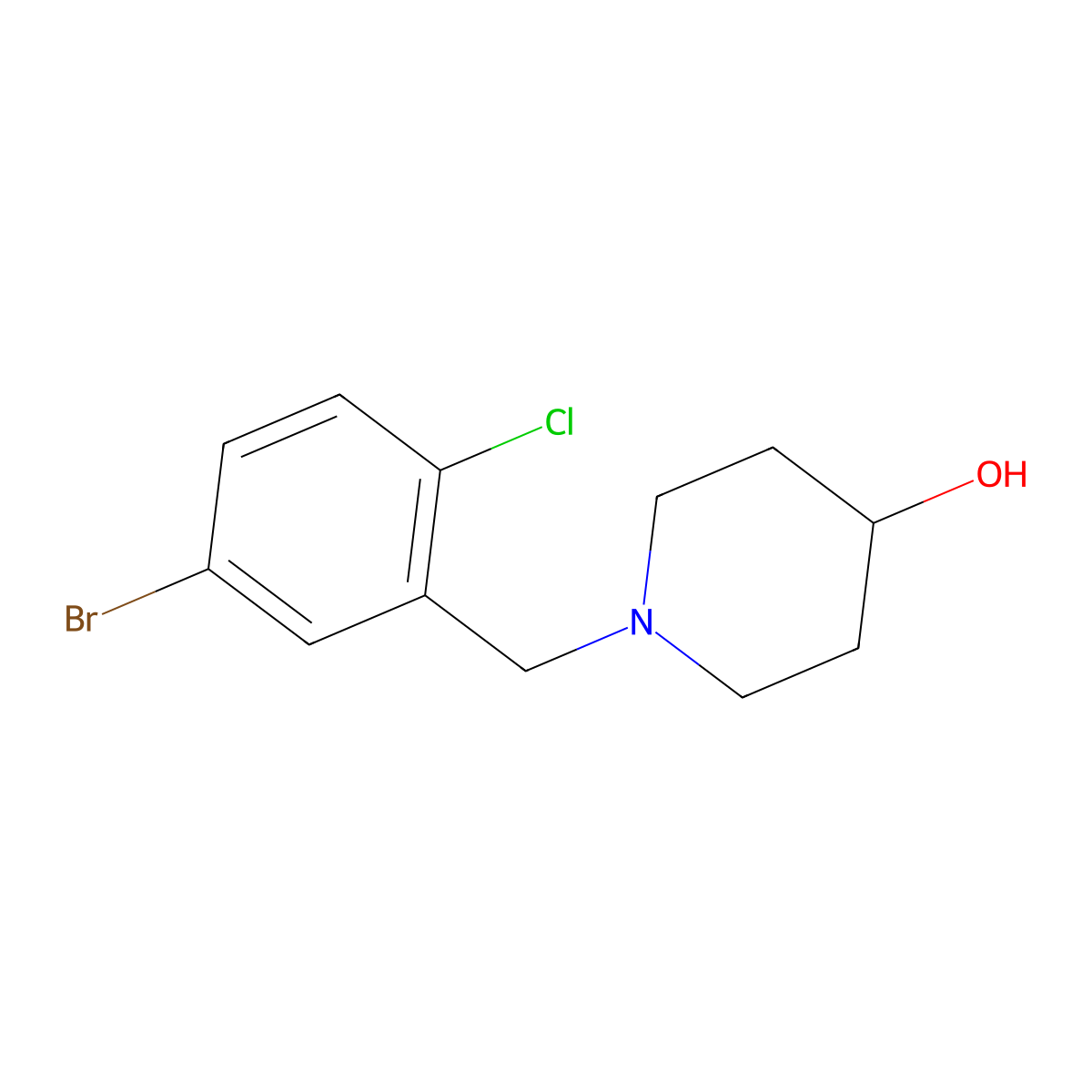 1-(5-Bromo-2-chlorobenzyl)piperidin-4-ol molecular structure, CAS 1355903-90-0