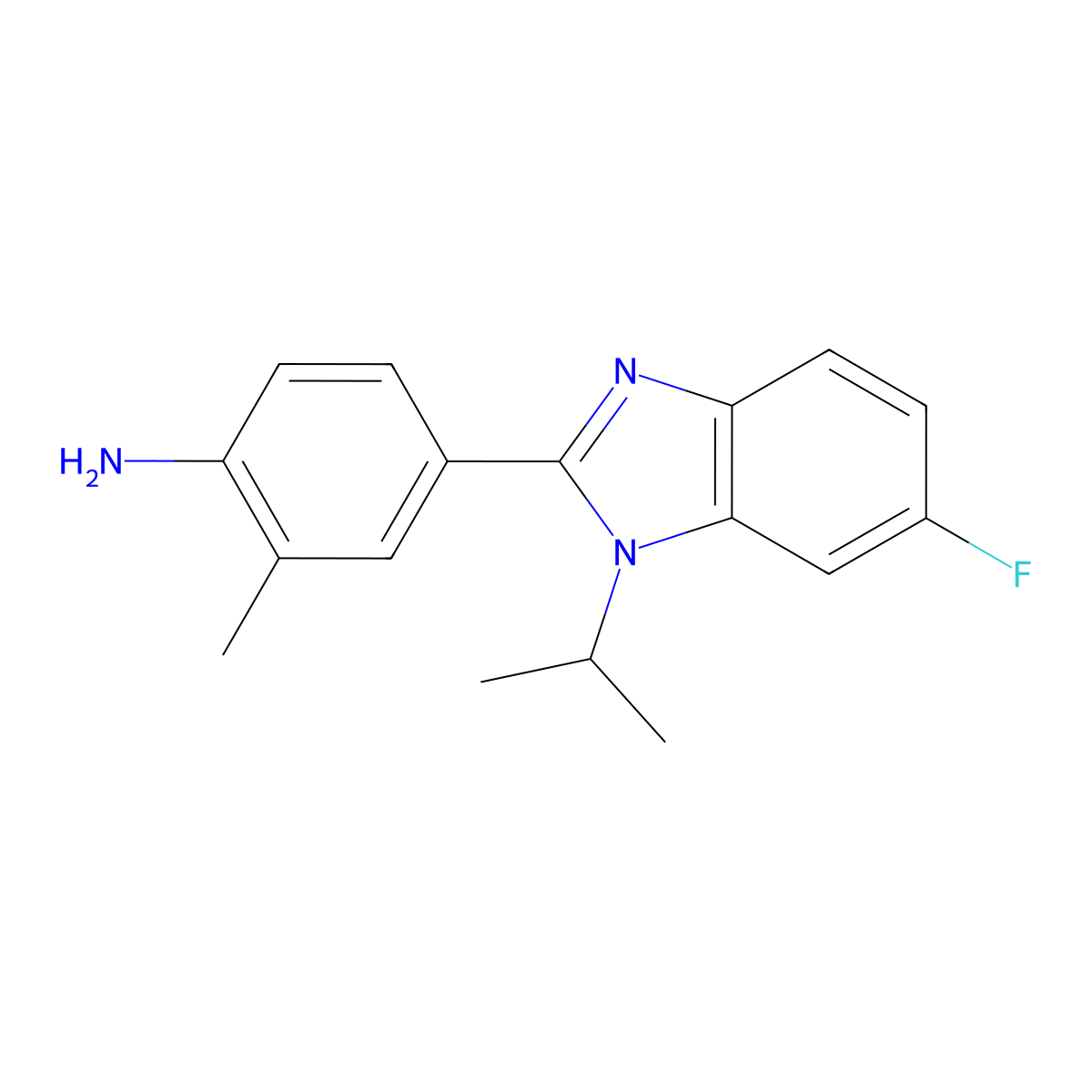 4-[6-fluoro-1-(propan-2-yl)-2,3-dihydro-1H-1,3-benzodiazol-2-ylidene]-2-methylcyclohexa-2,5-dien-1-imine molecular structure, CAS 1355937-90-4