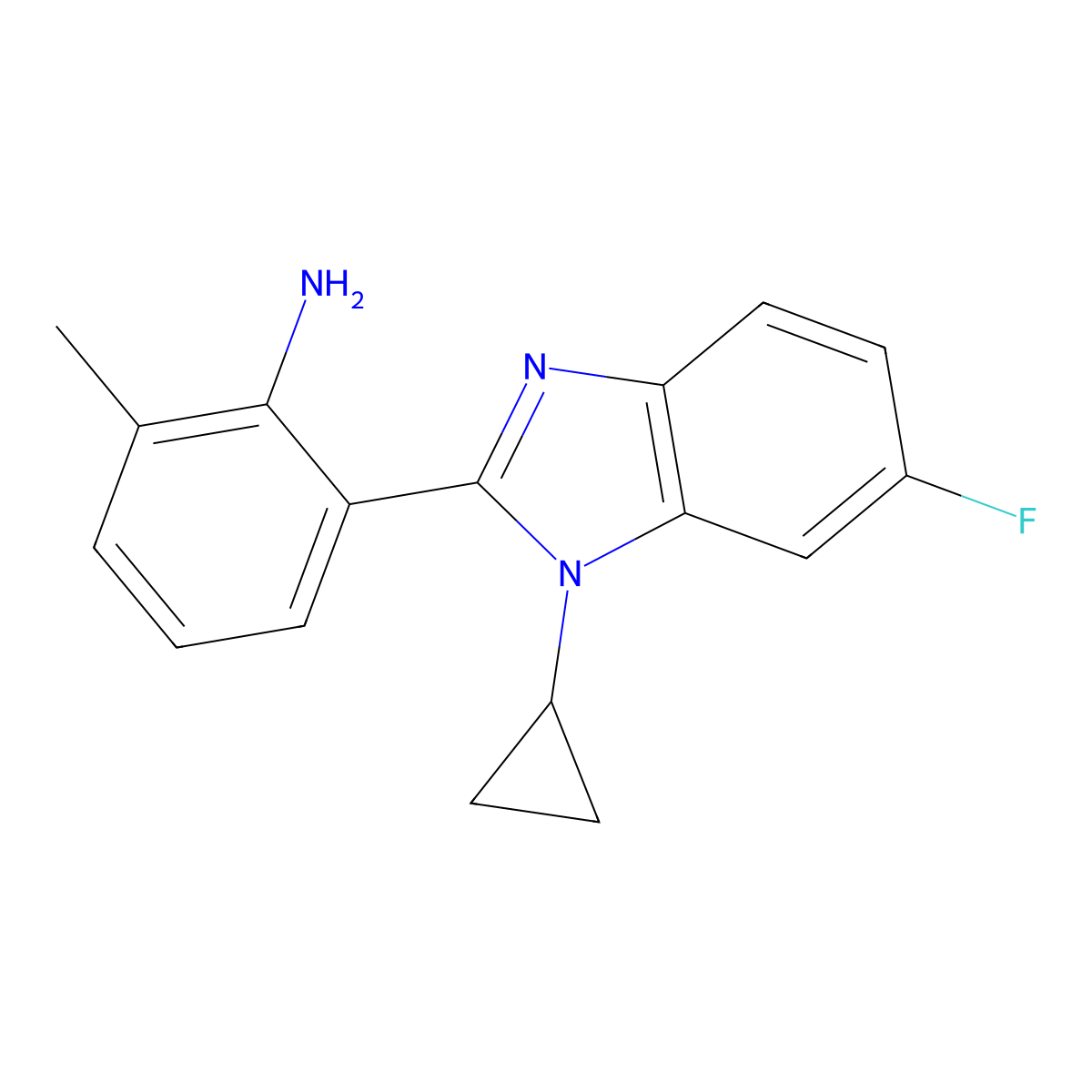 6-(1-cyclopropyl-6-fluoro-2,3-dihydro-1H-1,3-benzodiazol-2-ylidene)-2-methylcyclohexa-2,4-dien-1-imine molecular structure, CAS 1355939-28-4