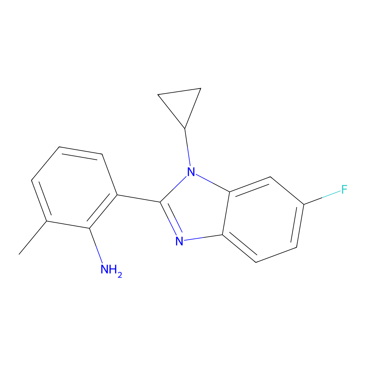 6-(1-cyclopropyl-6-fluoro-2,3-dihydro-1H-1,3-benzodiazol-2-ylidene)-2-methylcyclohexa-2,4-dien-1-imine molecular structure, CAS 1355939-28-4
