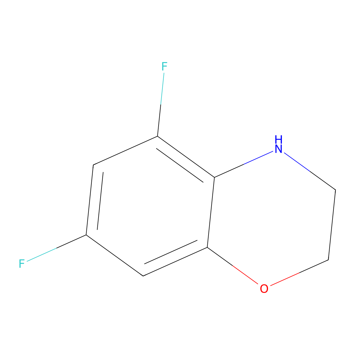5,7-difluoro-3,4-dihydro-2H-1,4-benzoxazine molecular structure, CAS 1355969-64-0