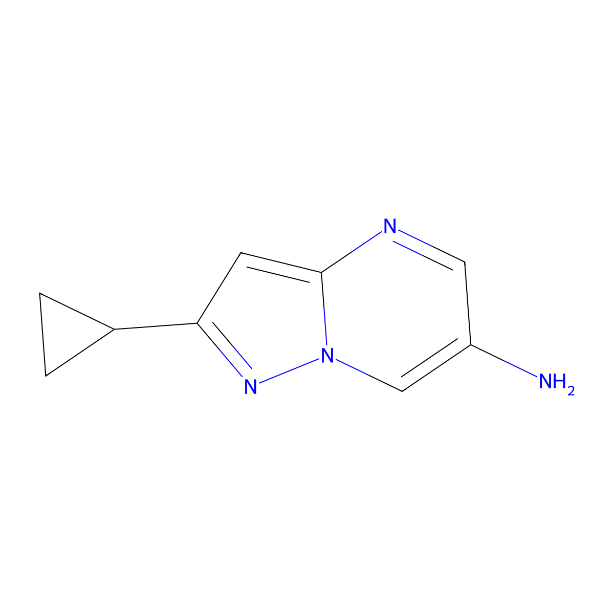 2-Cyclopropylpyrazolo[1,5-a]pyrimidin-6-amine molecular structure, CAS 1356003-23-0