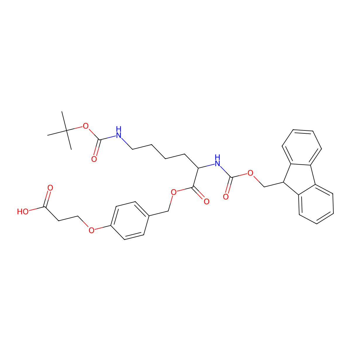 Fmoc-L-lys(boc)-O-CH2-PH-och2-CH2-cooh molecular structure, CAS 1356004-85-7