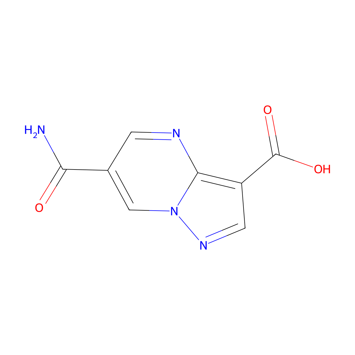 6-Carbamoylpyrazolo(1,5-a)pyrimidine-3-carboxylic acid molecular structure, CAS 1356016-27-7