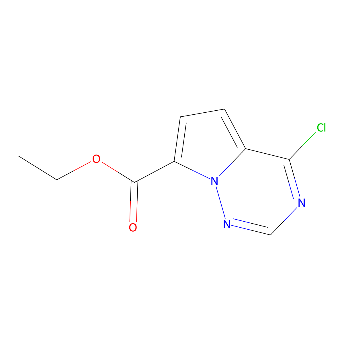 Ethyl 4-chloropyrrolo[2,1-f][1,2,4]triazine-7-carboxylate molecular structure, CAS 1356016-43-7