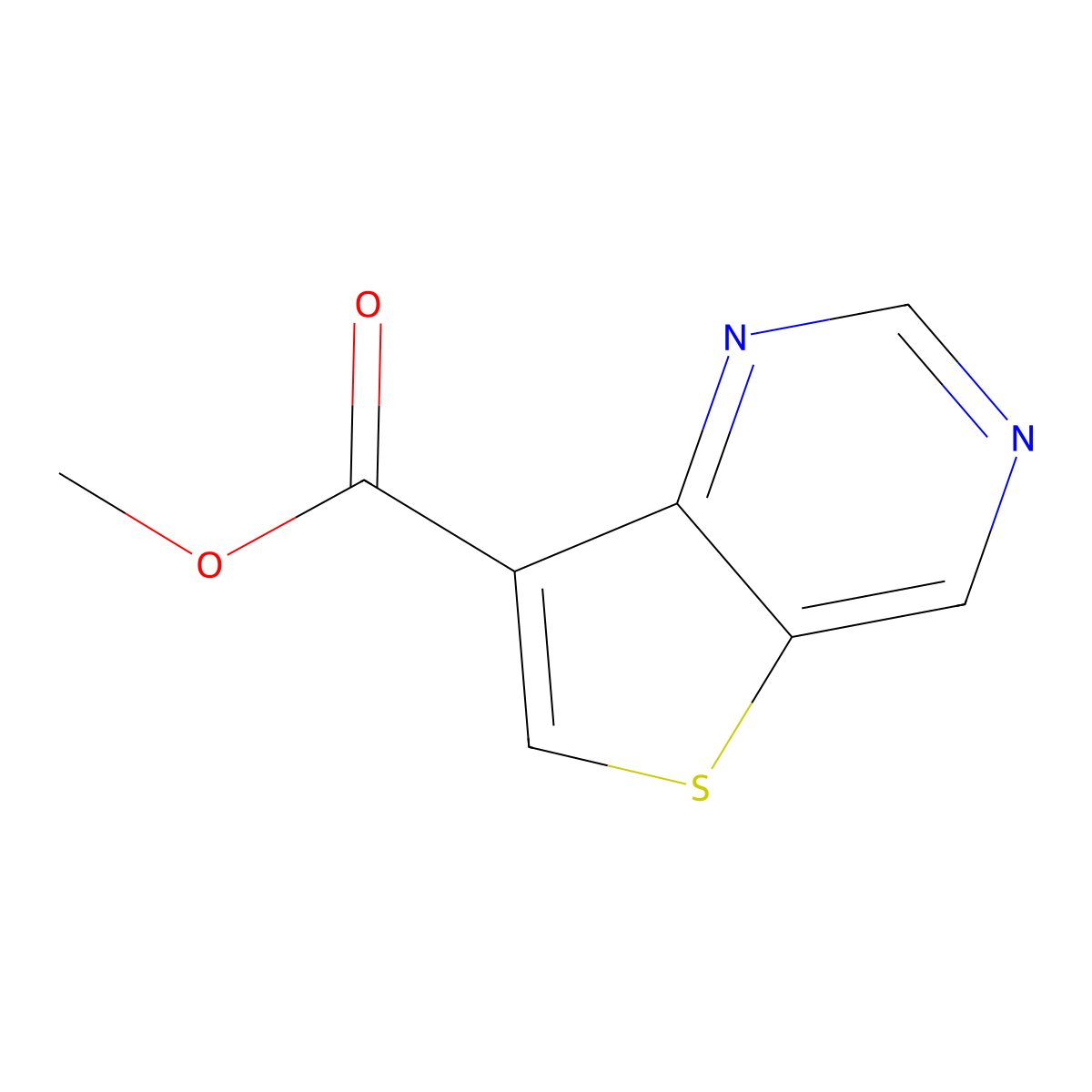 Methyl thieno[3,2-d]pyrimidine-7-carboxylate molecular structure, CAS 1356017-03-2