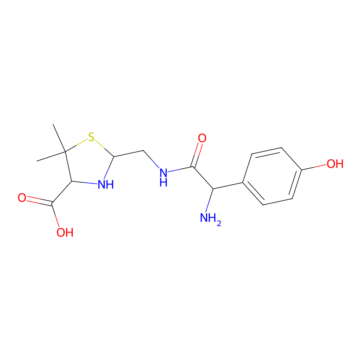 2-(((R)-2-Amino-2-(4-hydroxyphenyl)acetamido)methyl(-5,5-dimethylthiazolidine-4-carboxylic acid, (4S)- molecular structure, CAS 1356020-01-3