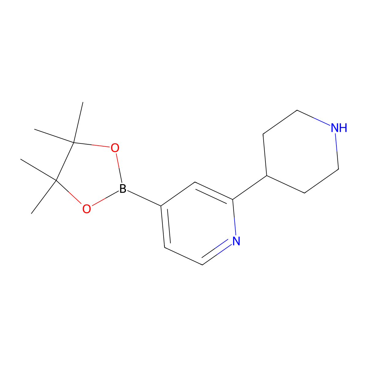 2-(Piperidin-4-YL)-4-(4,4,5,5-tetramethyl-1,3,2-dioxaborolan-2-YL)pyridine molecular structure, CAS 1356066-13-1