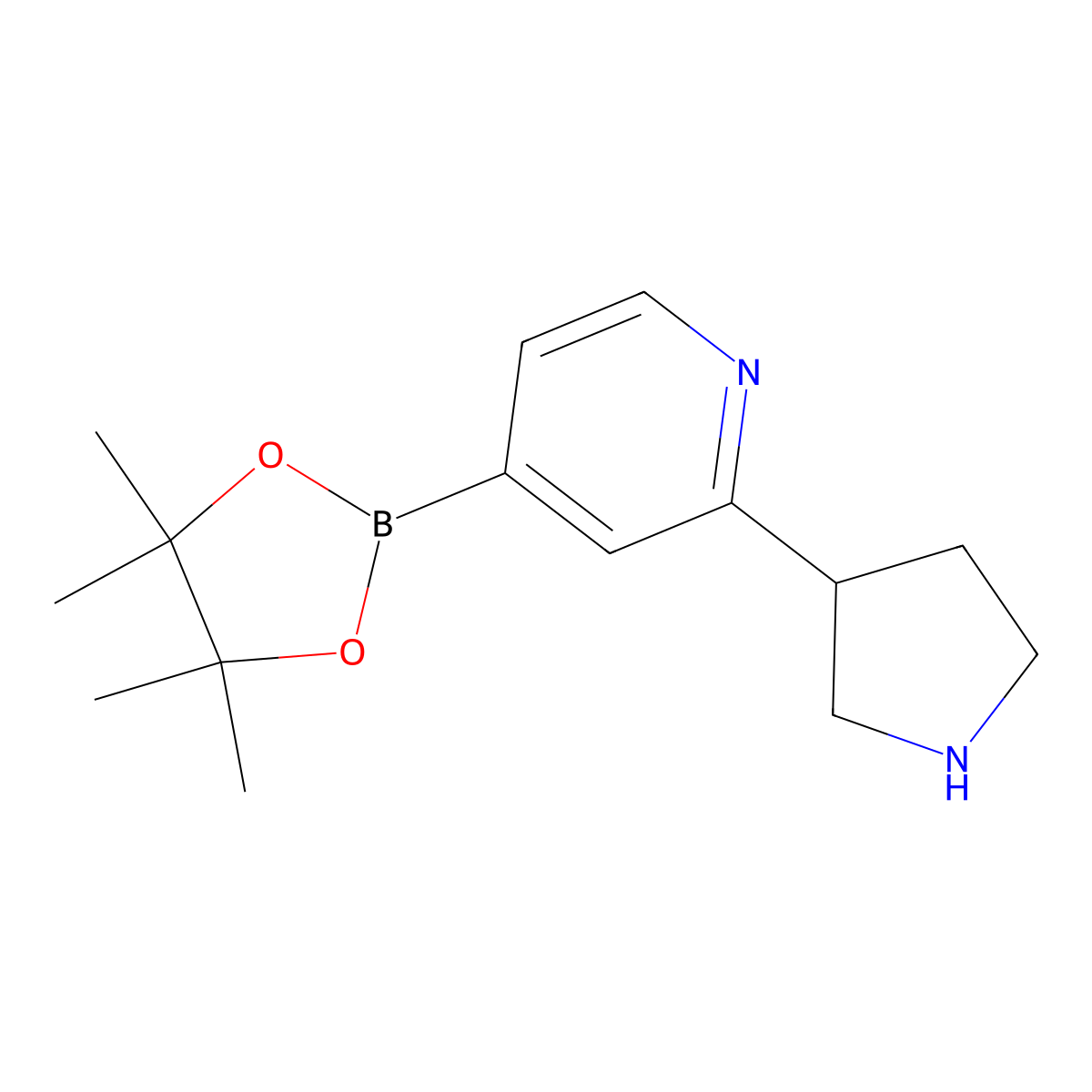 2-(Pyrrolidin-3-YL)-4-(4,4,5,5-tetramethyl-1,3,2-dioxaborolan-2-YL)pyridine molecular structure, CAS 1356066-15-3