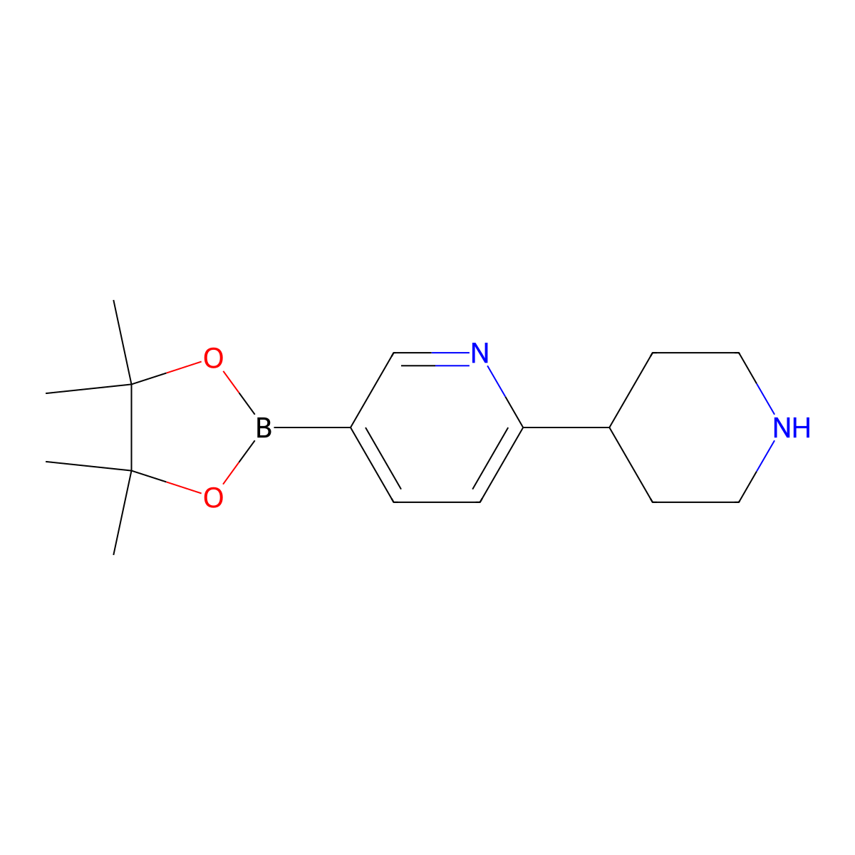 2-(Piperidin-4-YL)-5-(4,4,5,5-tetramethyl-1,3,2-dioxaborolan-2-YL)pyridine molecular structure, CAS 1356066-18-6