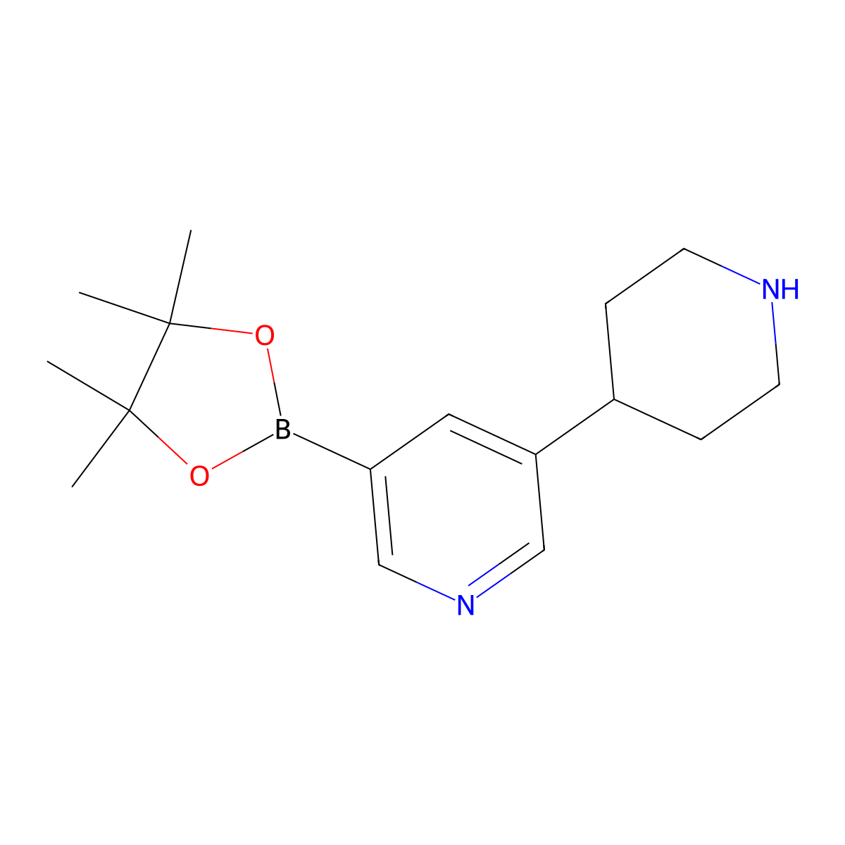 3-(4,4,5,5-Tetramethyl-1,3,2-dioxaborolan-2-yl)-5-(piperidin-4-yl)pyridine molecular structure, CAS 1356066-23-3