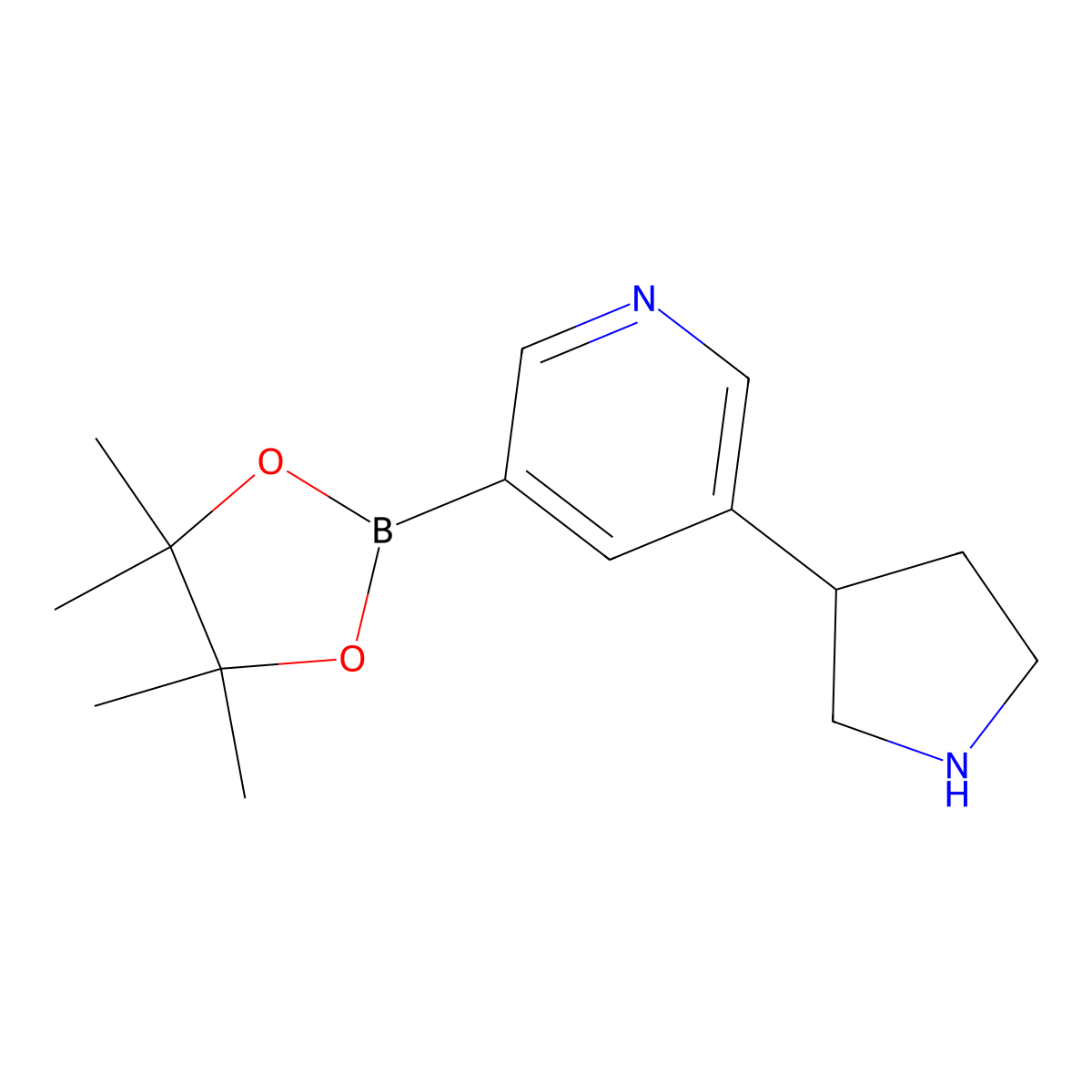 3-(Pyrrolidin-3-YL)pyridine-5-boronic acid pinacol ester molecular structure, CAS 1356066-25-5
