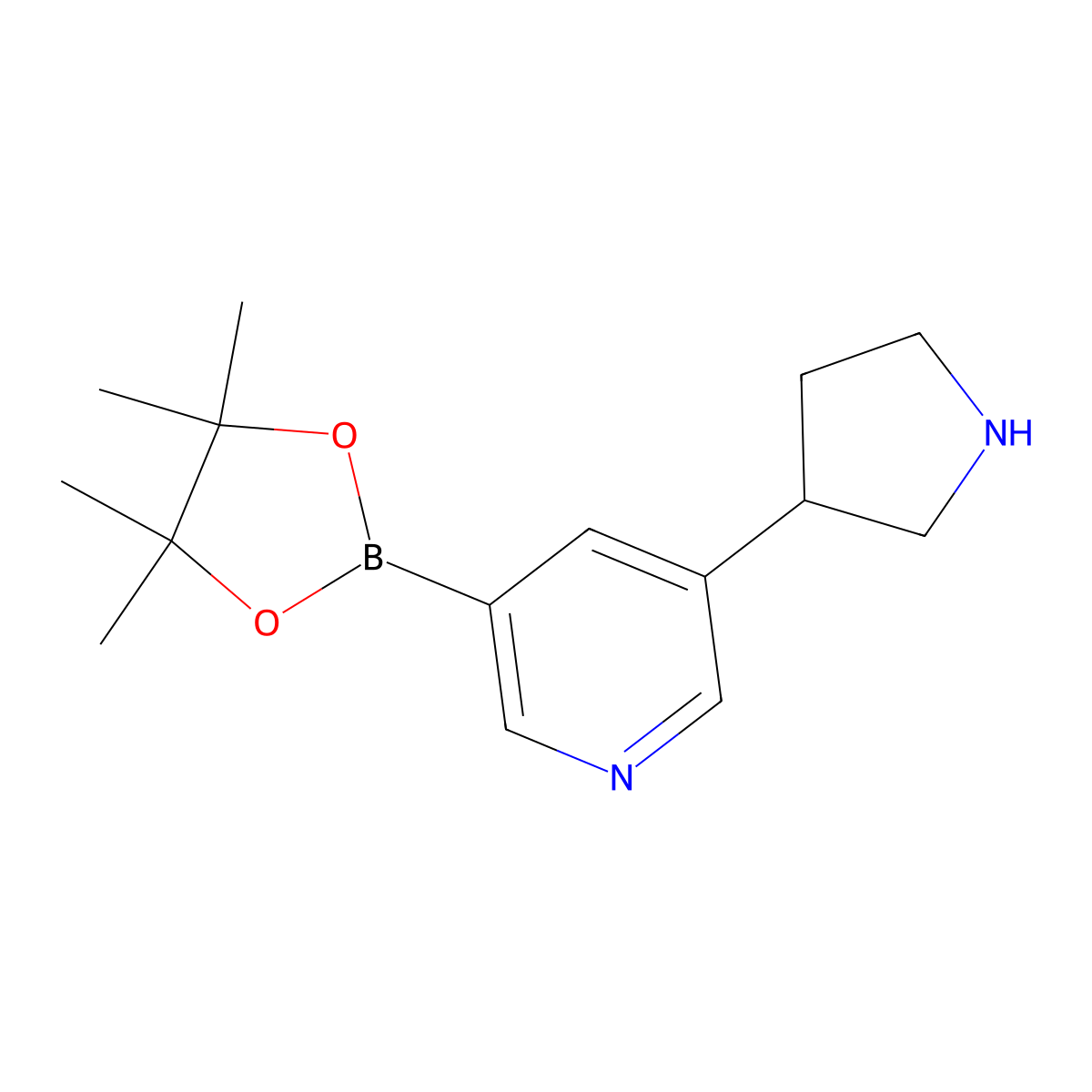 3-(Pyrrolidin-3-YL)pyridine-5-boronic acid pinacol ester molecular structure, CAS 1356066-25-5