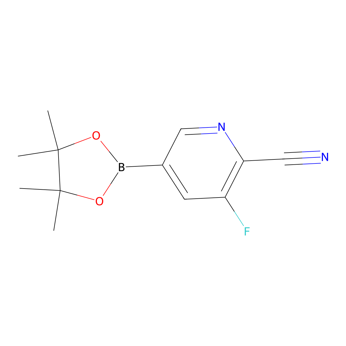 3-Fluoro-5-(4,4,5,5-tetramethyl-1,3,2-dioxaborolan-2-yl)pyridine-2-carbonitrile molecular structure, CAS 1356066-65-3