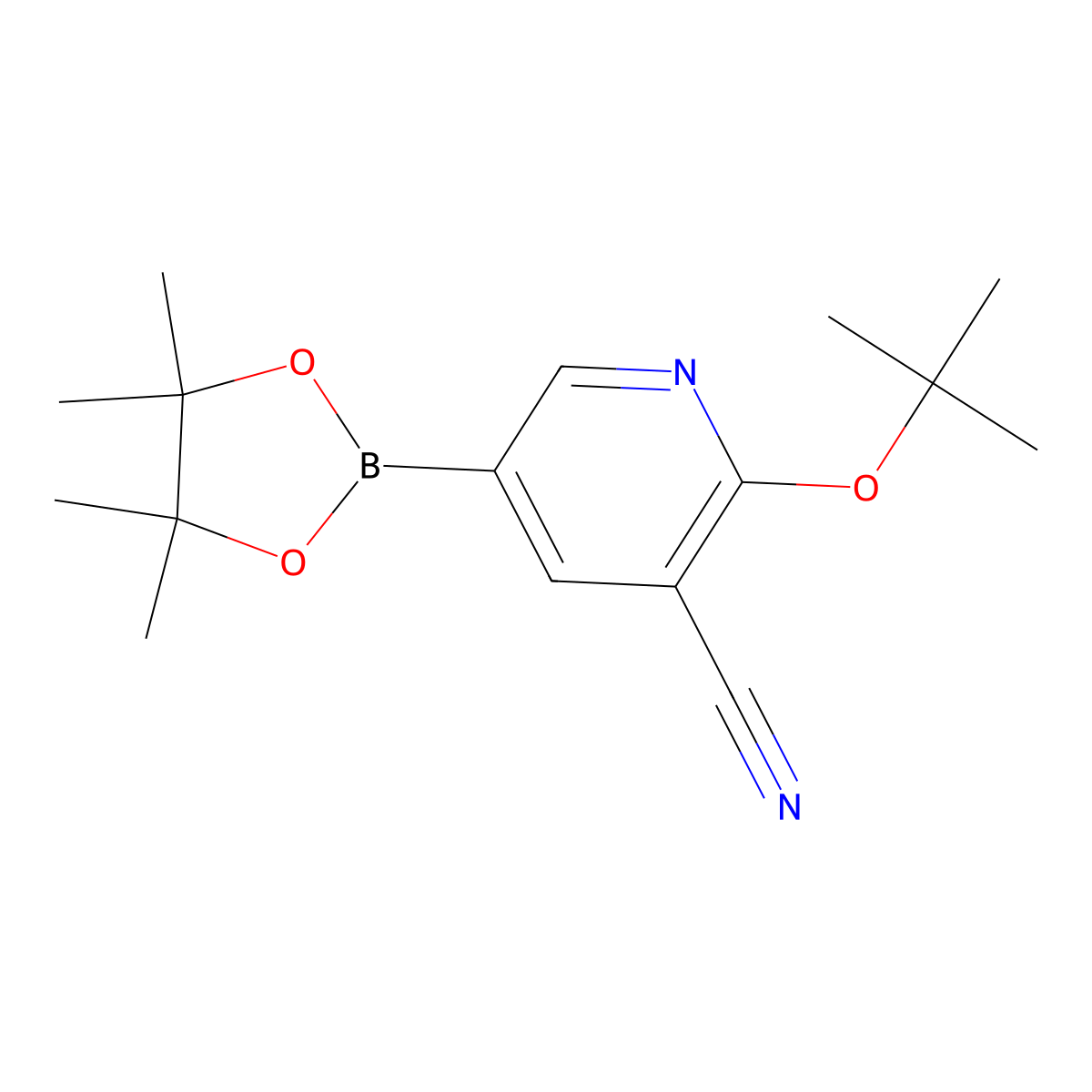 2-Tert-butoxy-5-(4,4,5,5-tetramethyl-1,3,2-dioxaborolan-2-YL)nicotinonitrile molecular structure, CAS 1356067-80-5