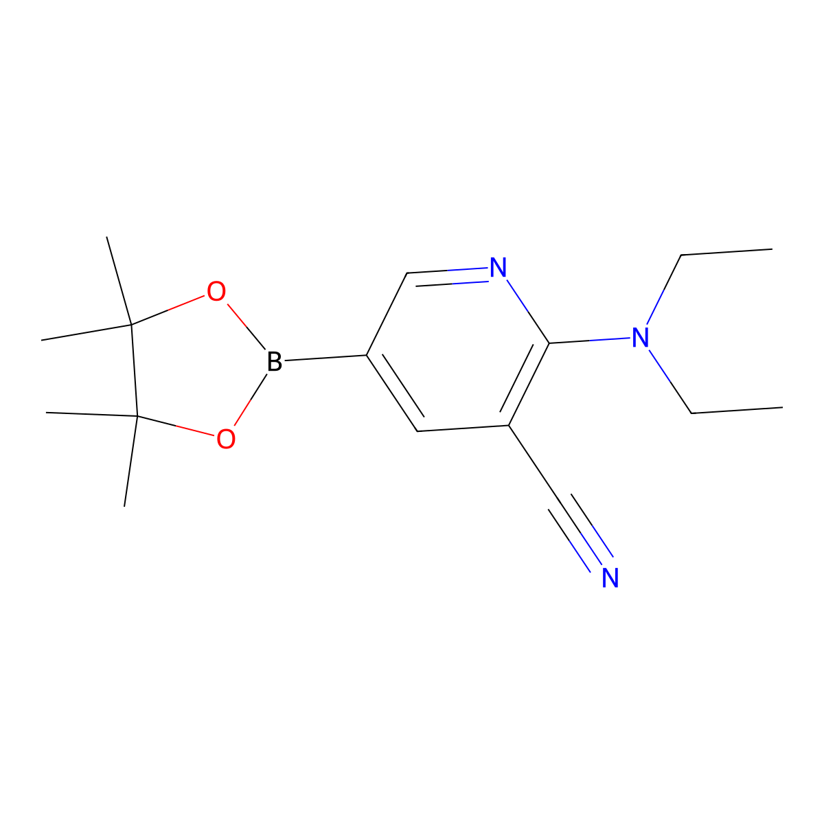2-(Diethylamino)-5-(4,4,5,5-tetramethyl-1,3,2-dioxaborolan-2-yl)nicotinonitrile molecular structure, CAS 1356068-47-7