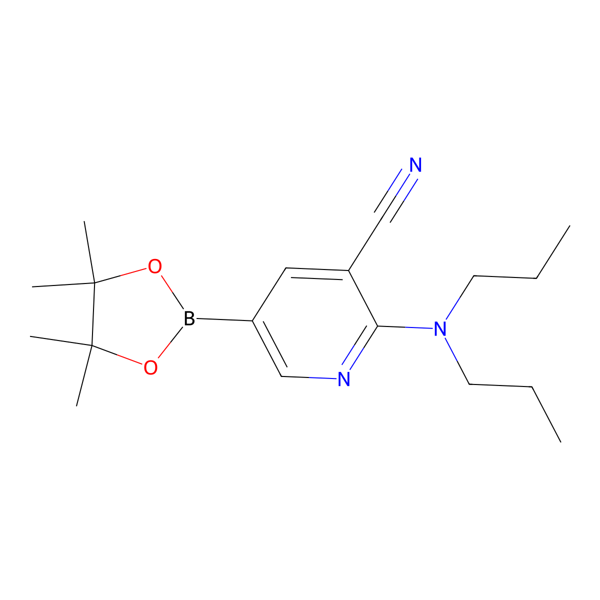 2-(Dipropylamino)-5-(4,4,5,5-tetramethyl-[1,3,2]dioxaborolan-2-yl)pyridine-3-carbonitrile molecular structure, CAS 1356068-48-8
