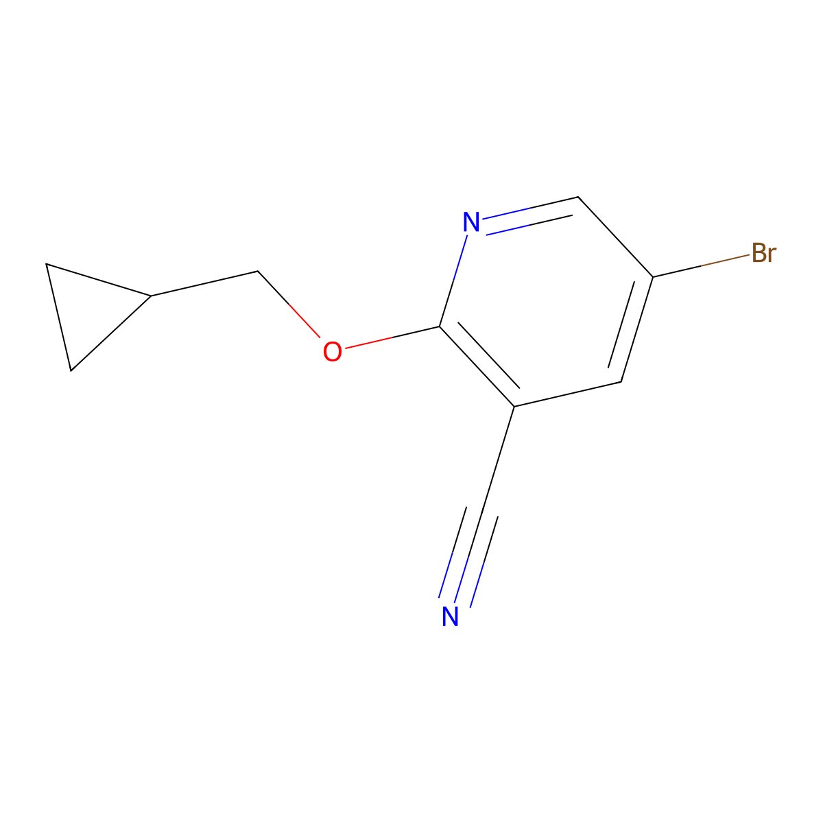 5-Bromo-2-(cyclopropylmethoxy)pyridine-3-carbonitrile molecular structure, CAS 1356073-59-0