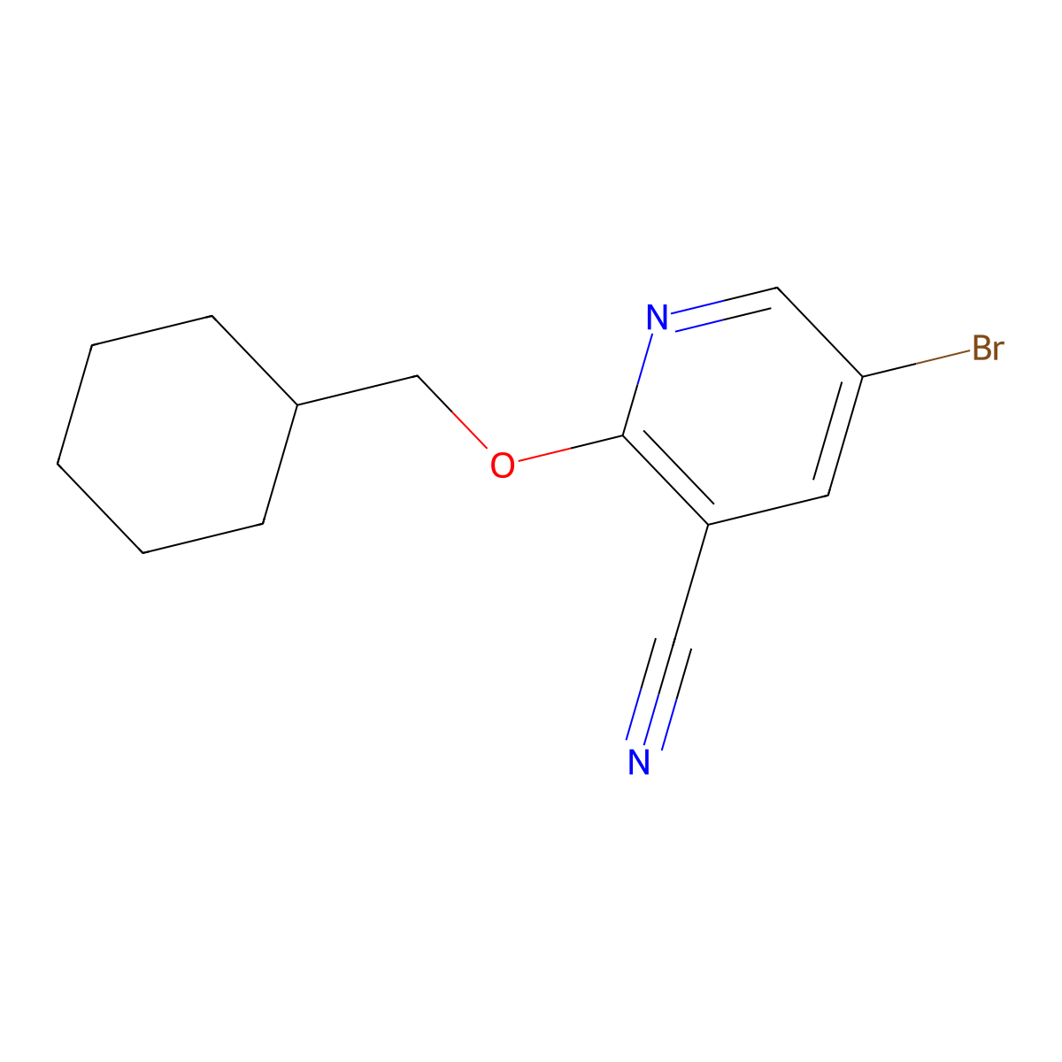 5-Bromo-2-(cyclohexylmethoxy)pyridine-3-carbonitrile molecular structure, CAS 1356073-62-5