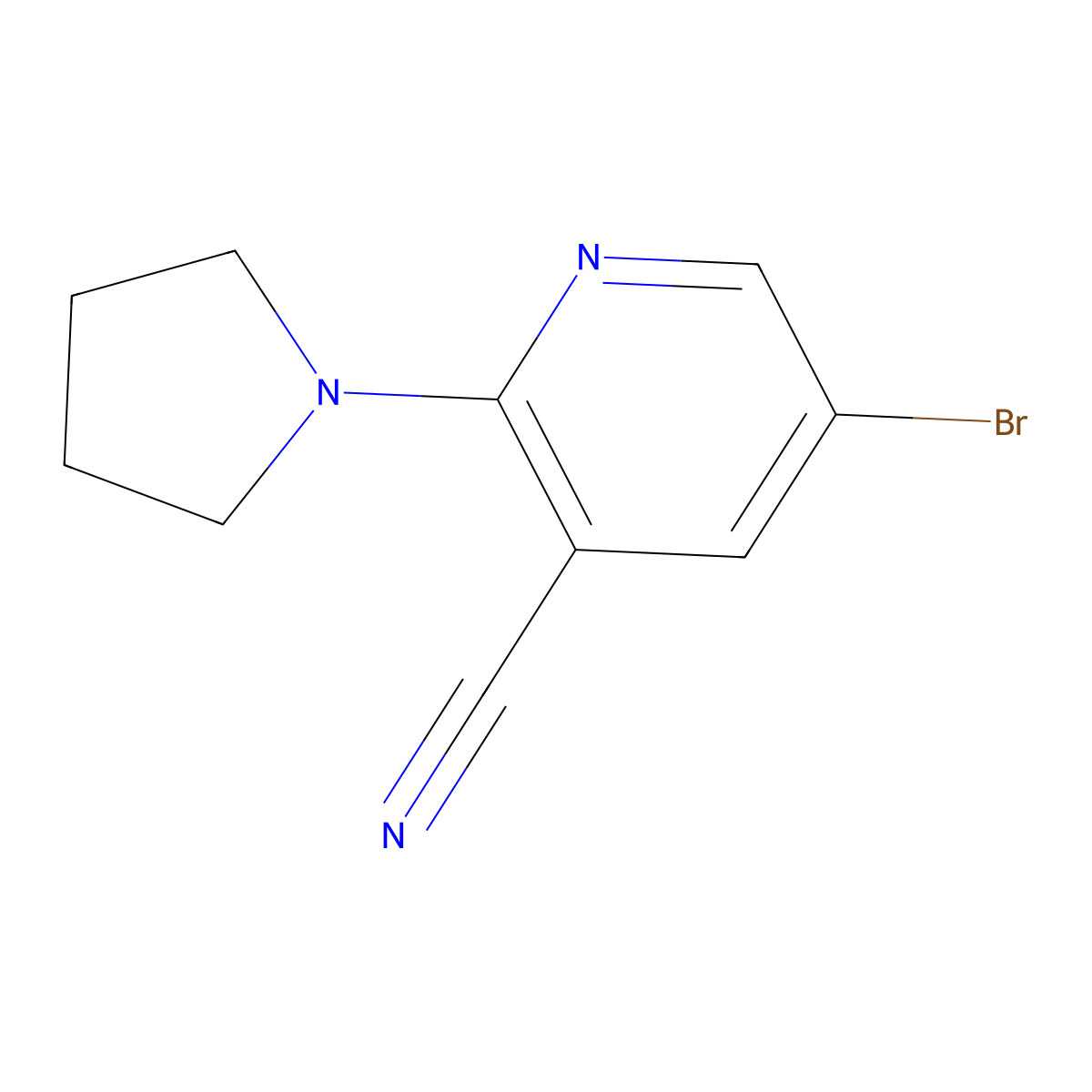 5-Bromo-2-(pyrrolidin-1-yl)nicotinonitrile molecular structure, CAS 1356074-35-5