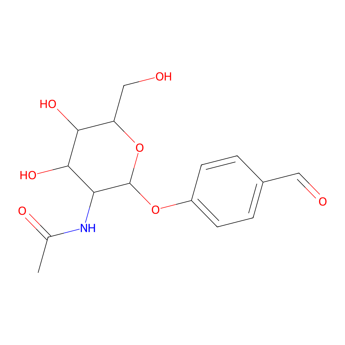 4-Formylphenyl 2-acetamido-2-deoxy-beta-D-glucopyranoside molecular structure, CAS 135608-48-9