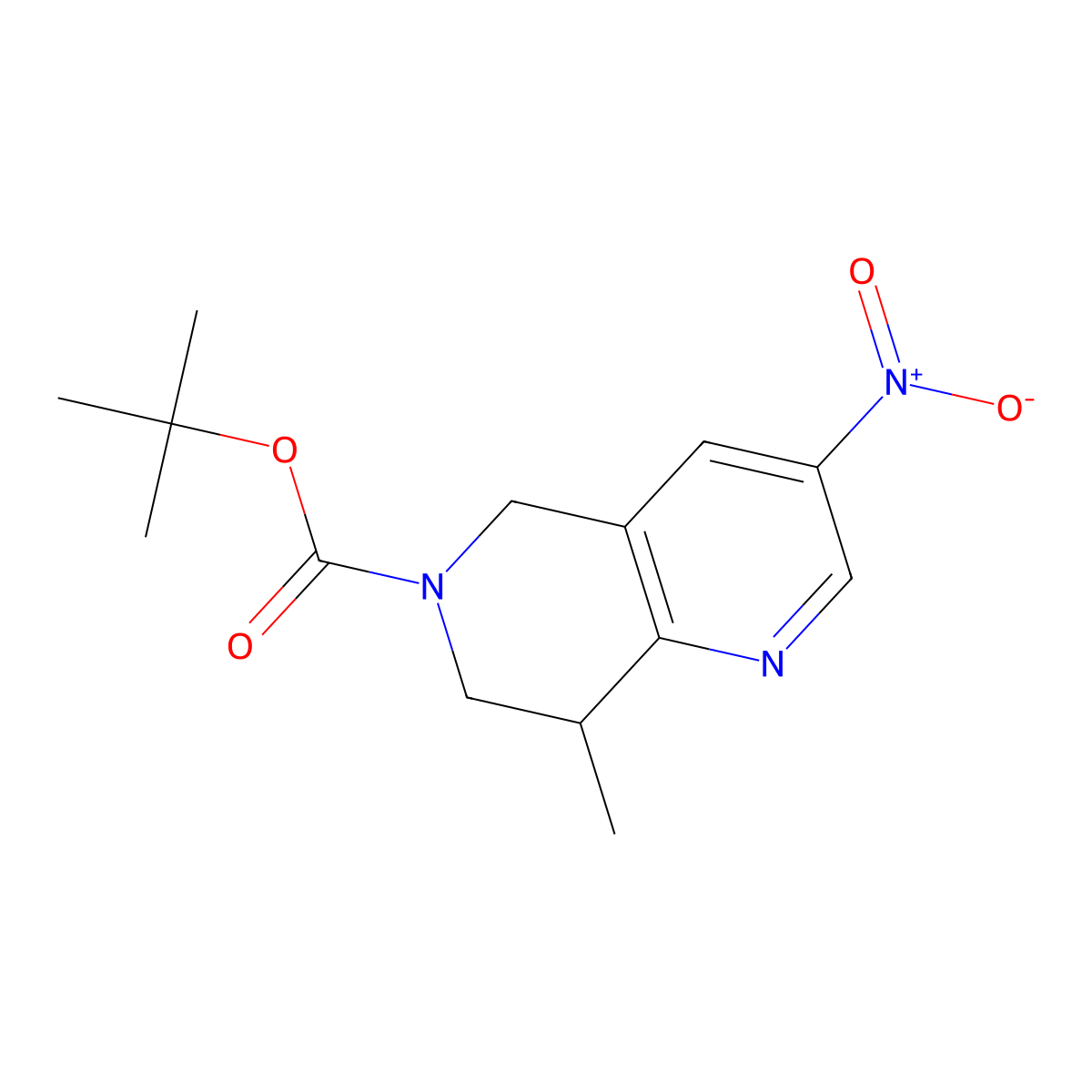 tert-butyl 8-methyl-3-nitro-7,8-dihydro-1,6-naphthyridine-6(5H)-carboxylate molecular structure, CAS 1356087-16-5