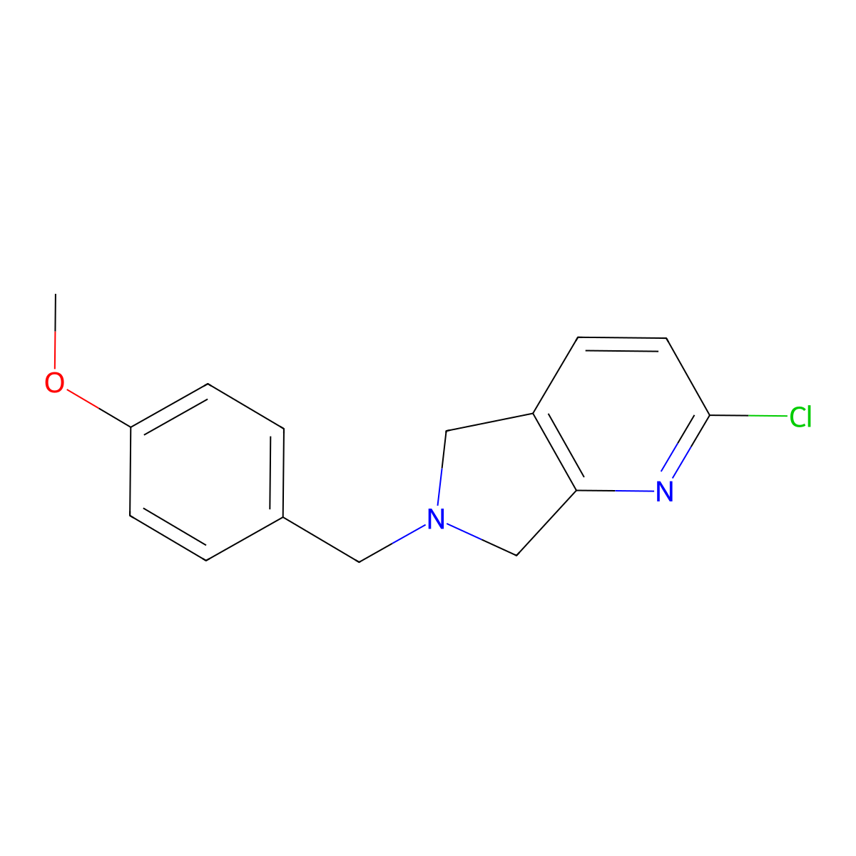 2-chloro-6-(4-methoxybenzyl)-6,7-dihydro-5H-pyrrolo[3,4-b]pyridine molecular structure, CAS 1356087-32-5