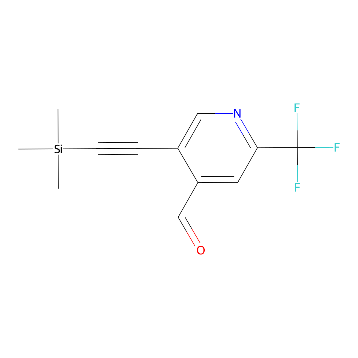 2-(Trifluoromethyl)-5-((trimethylsilyl)ethynyl)isonicotinaldehyde molecular structure, CAS 1356087-40-5