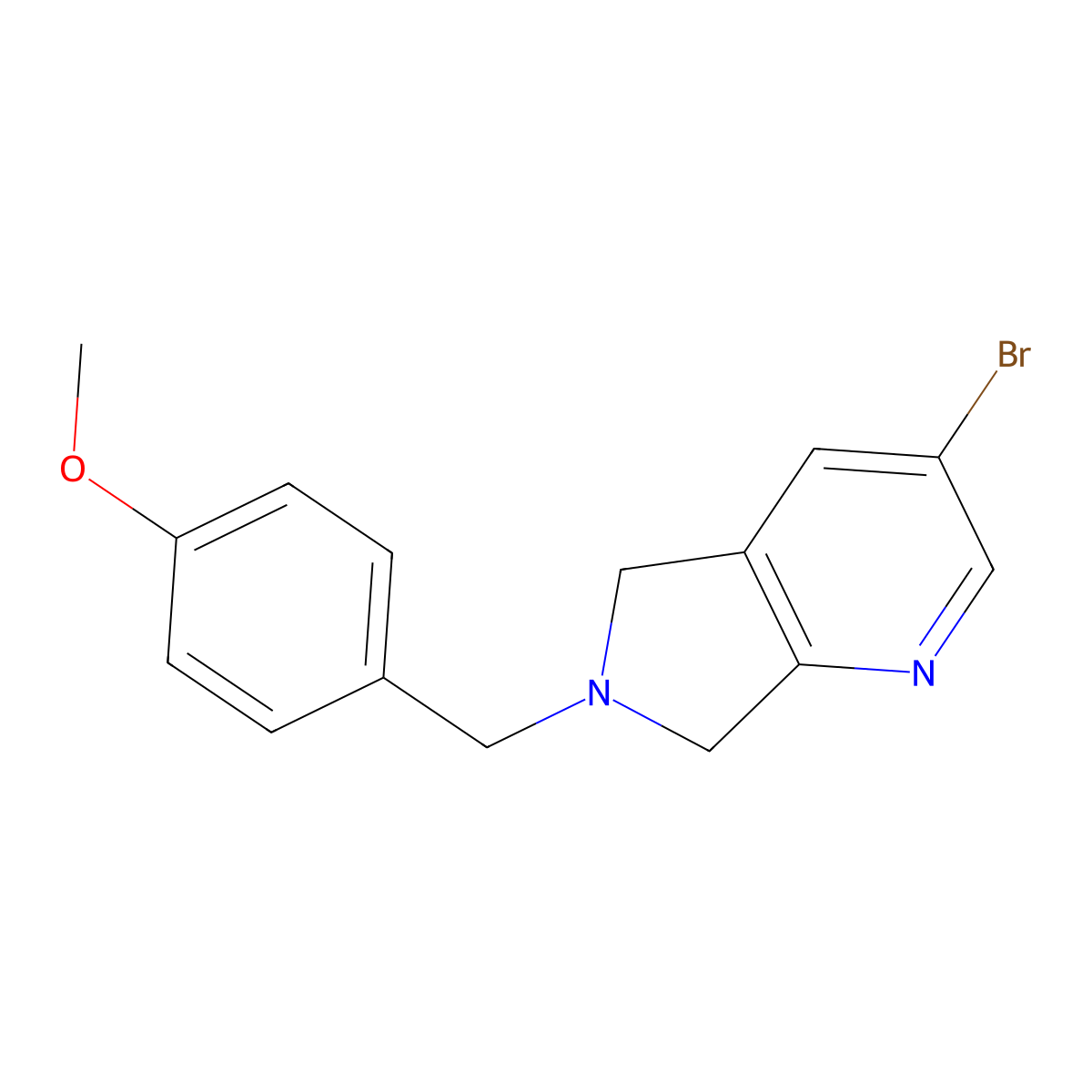 3-bromo-6-(4-methoxybenzyl)-6,7-dihydro-5H-pyrrolo[3,4-b]pyridine molecular structure, CAS 1356087-51-8