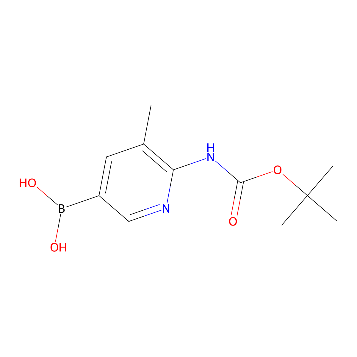 (6-((tert-Butoxycarbonyl)amino)-5-methylpyridin-3-yl)boronic acid molecular structure, CAS 1356087-58-5