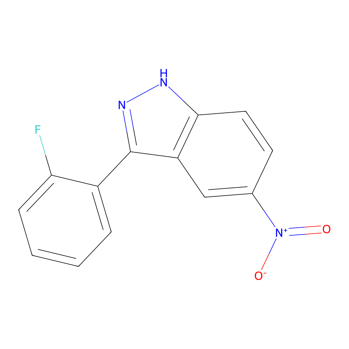 3-(2-fluorophenyl)-5-nitro-1H-indazole molecular structure, CAS 1356087-61-0