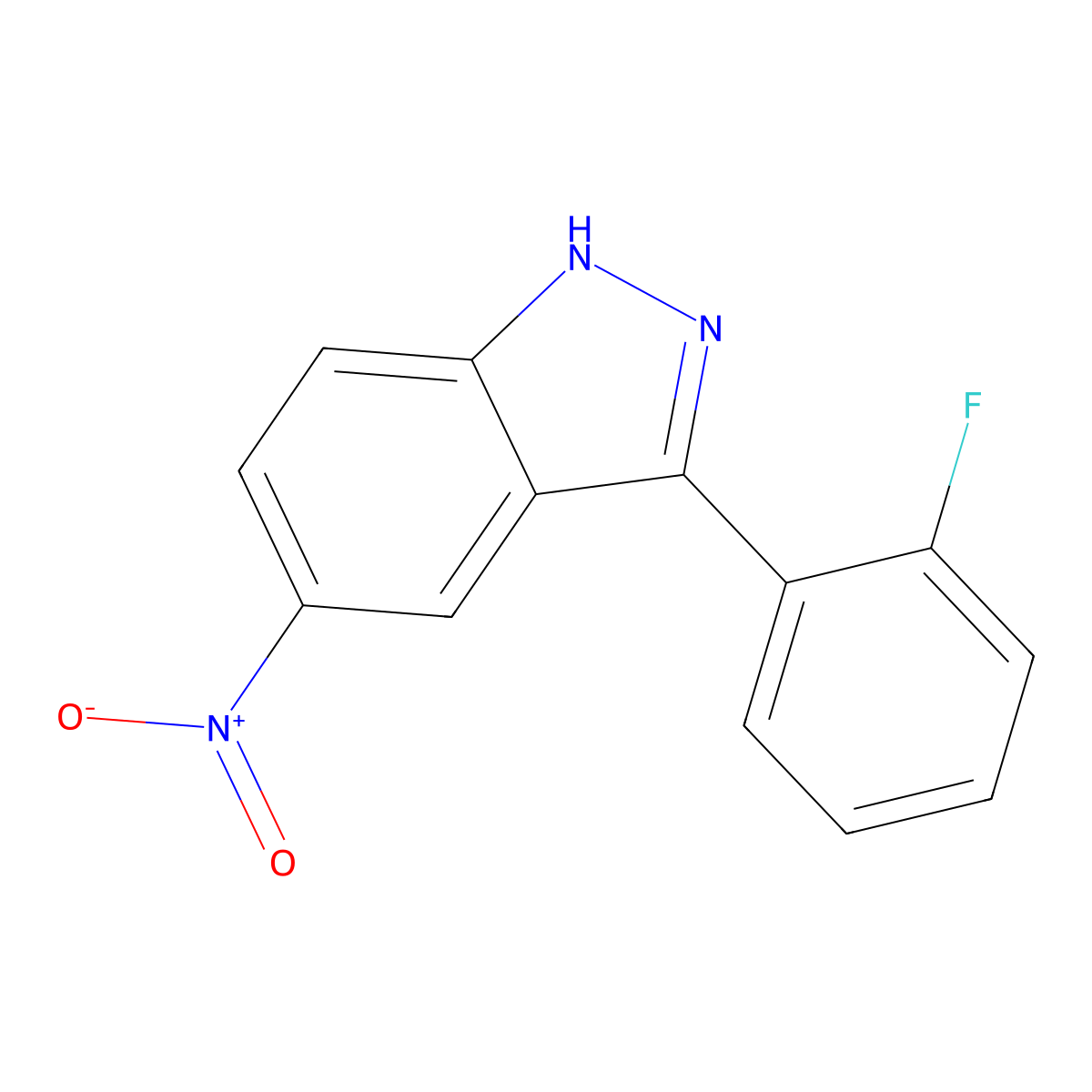 3-(2-fluorophenyl)-5-nitro-1H-indazole molecular structure, CAS 1356087-61-0
