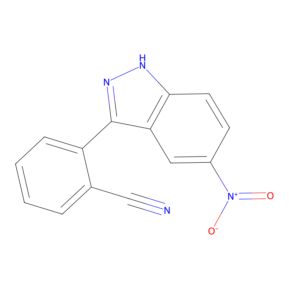 2-(5-nitro-1H-indazol-3-yl)benzonitrile molecular structure, CAS 1356087-64-3