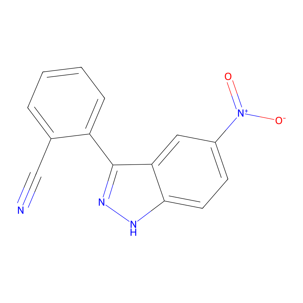 2-(5-nitro-1H-indazol-3-yl)benzonitrile molecular structure, CAS 1356087-64-3