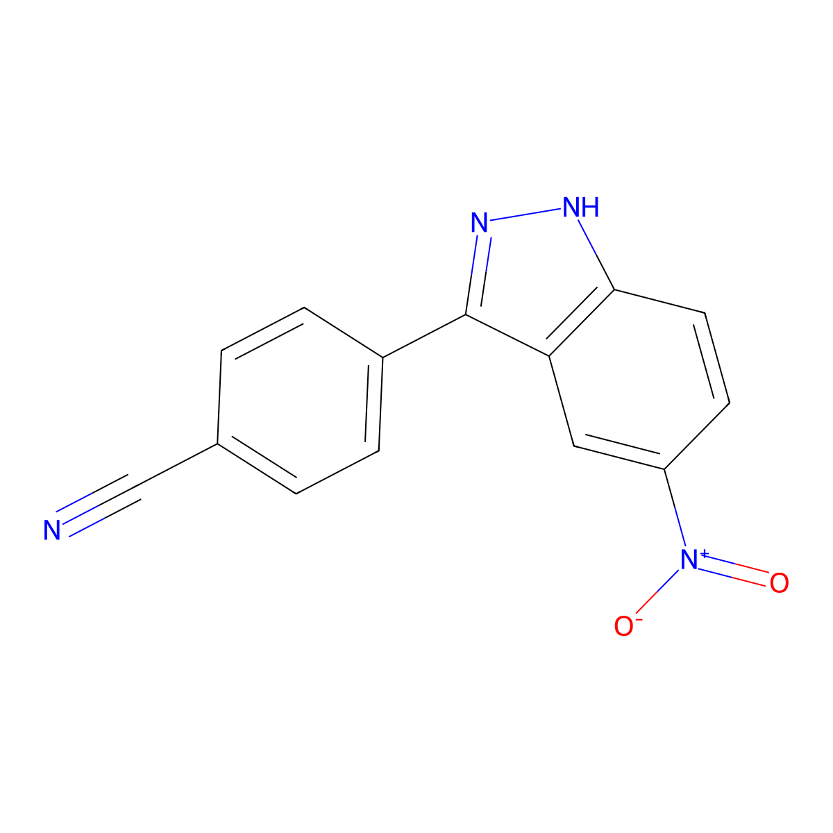 4-(5-nitro-1H-indazol-3-yl)benzonitrile molecular structure, CAS 1356087-72-3