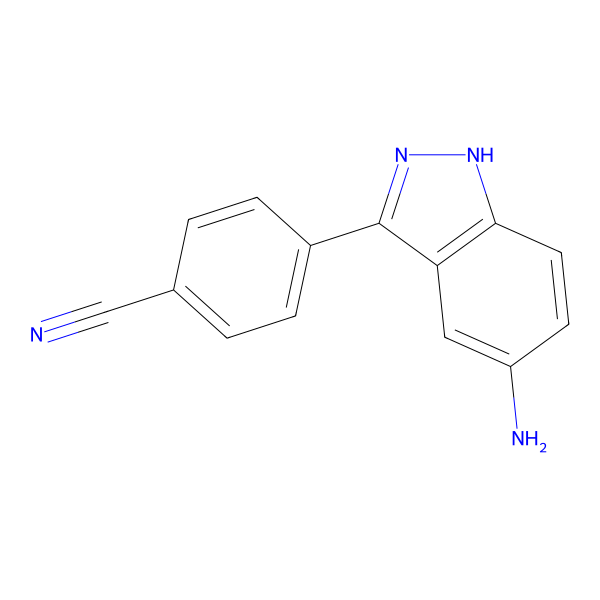 4-(5-amino-1H-indazol-3-yl)benzonitrile molecular structure, CAS 1356087-74-5