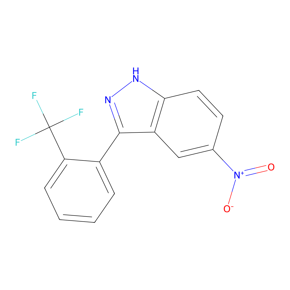 5-Nitro-3-(2-(trifluoromethyl)phenyl)-1H-indazole molecular structure, CAS 1356087-76-7