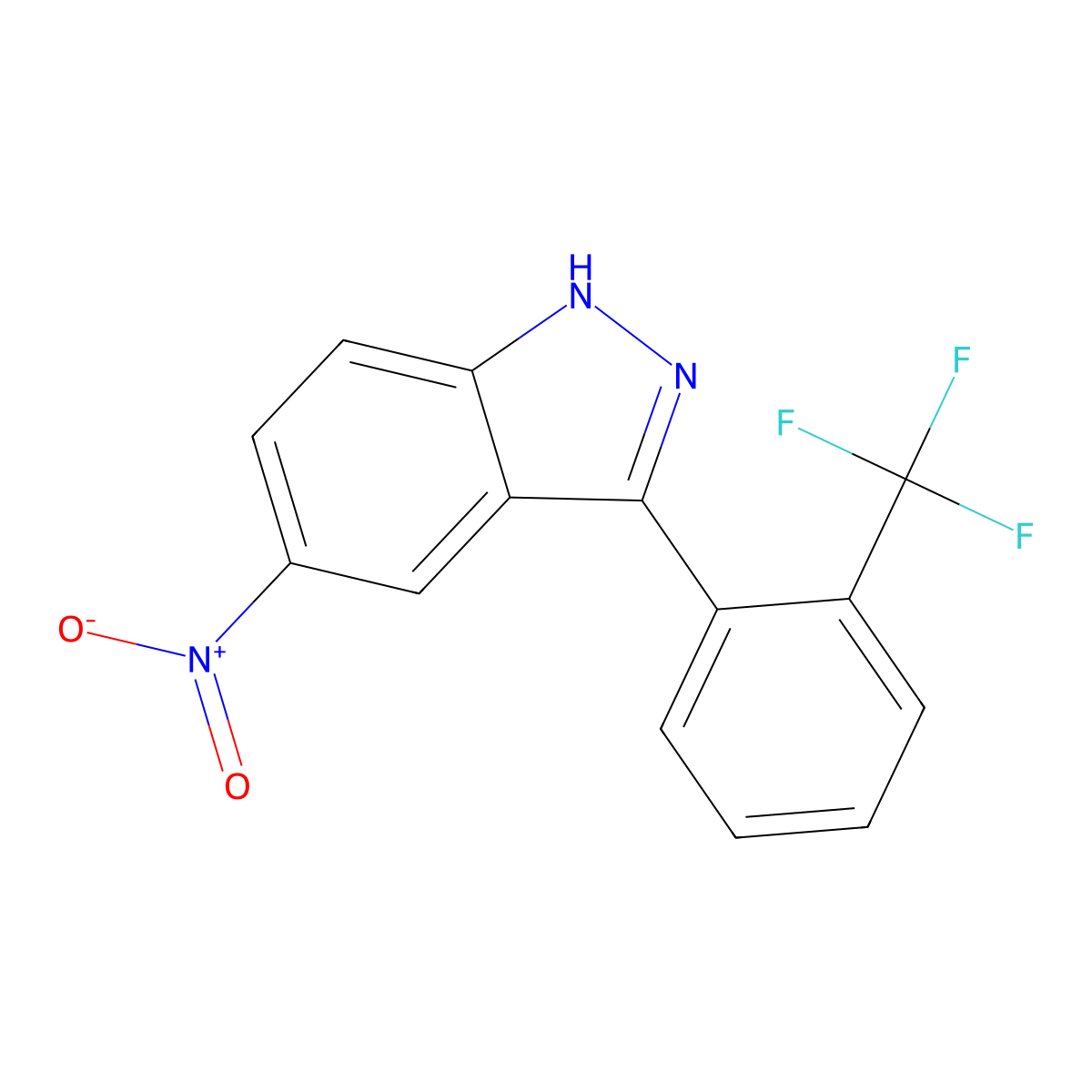 5-Nitro-3-(2-(trifluoromethyl)phenyl)-1H-indazole molecular structure, CAS 1356087-76-7