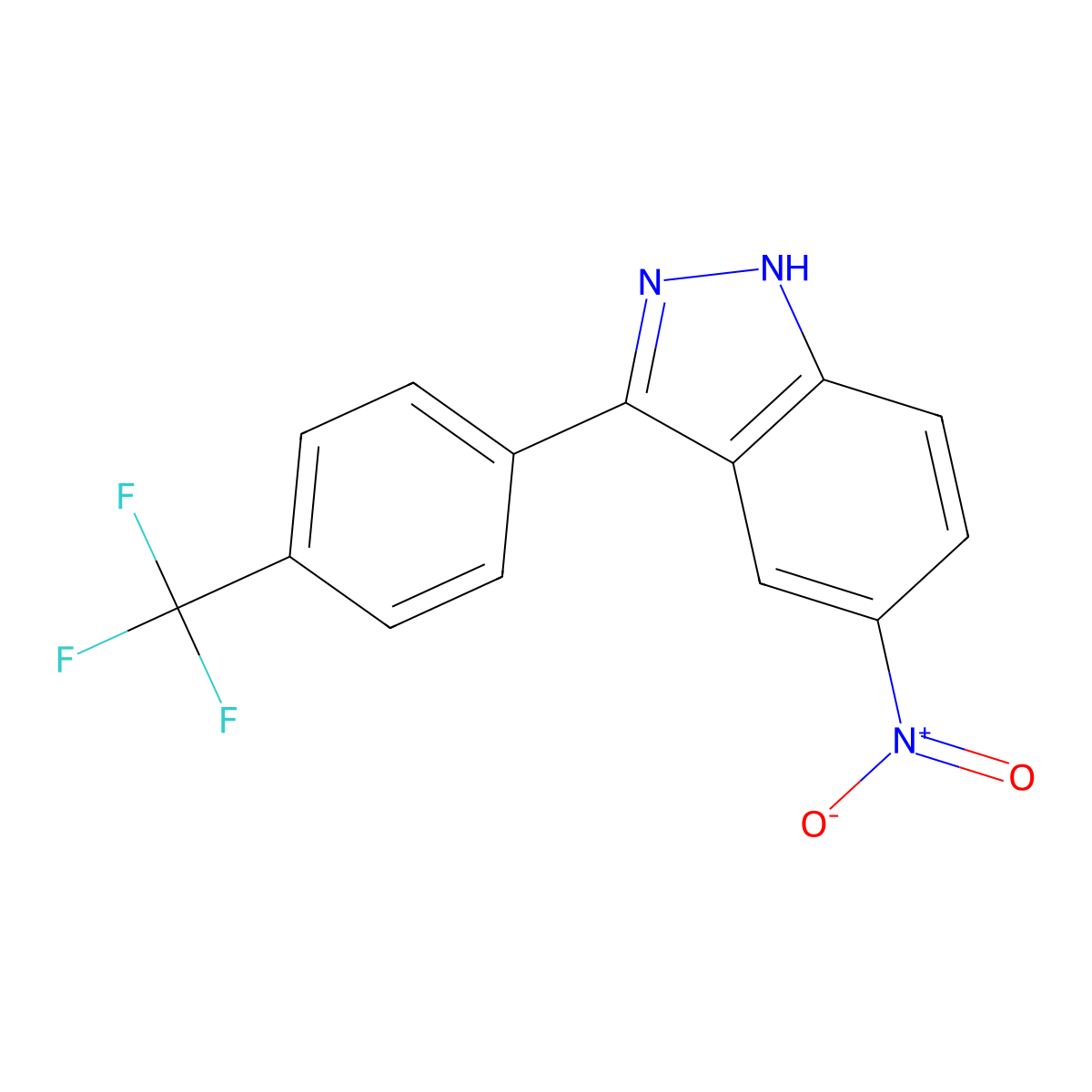 5-Nitro-3-(4-(trifluoromethyl)phenyl)-1H-indazole molecular structure, CAS 1356087-78-9