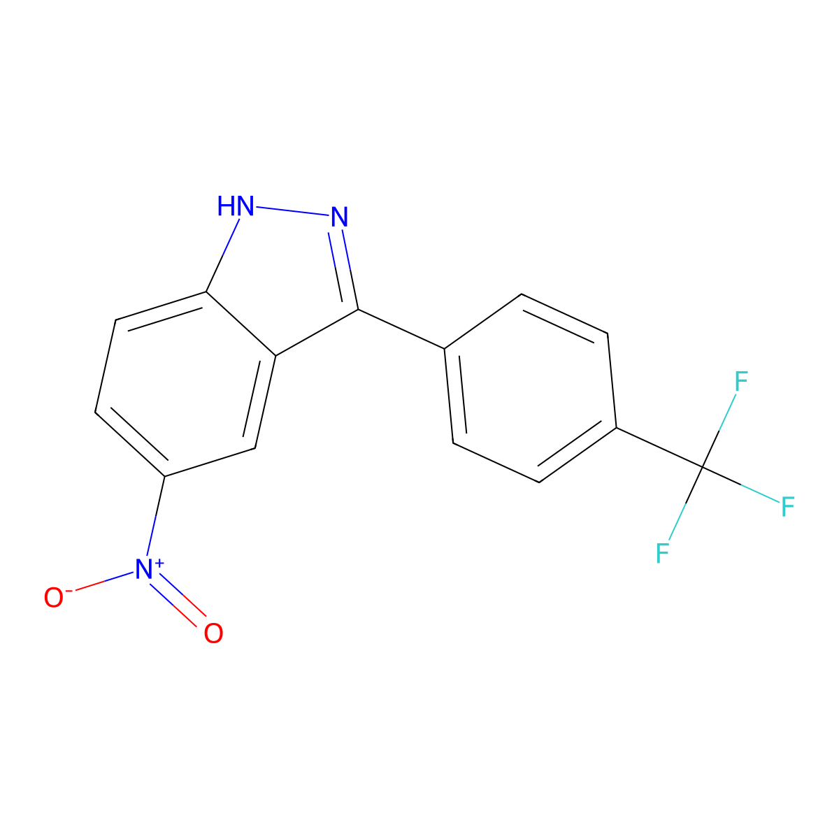 5-Nitro-3-(4-(trifluoromethyl)phenyl)-1H-indazole molecular structure, CAS 1356087-78-9
