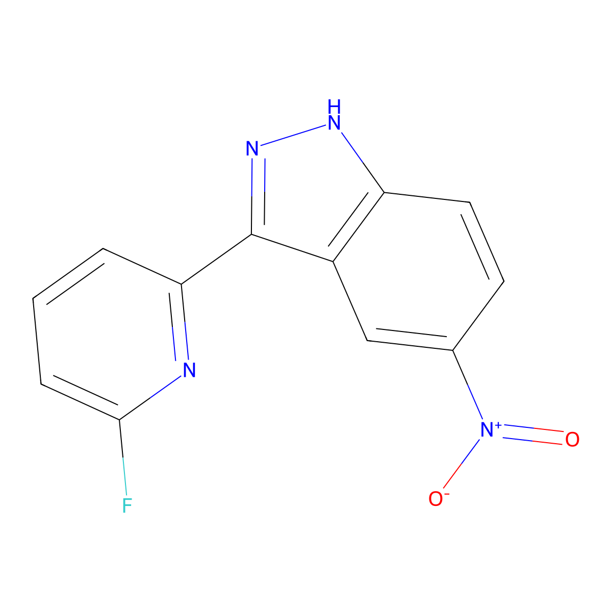 3-(6-fluoropyridin-2-yl)-5-nitro-1H-indazole molecular structure, CAS 1356087-86-9