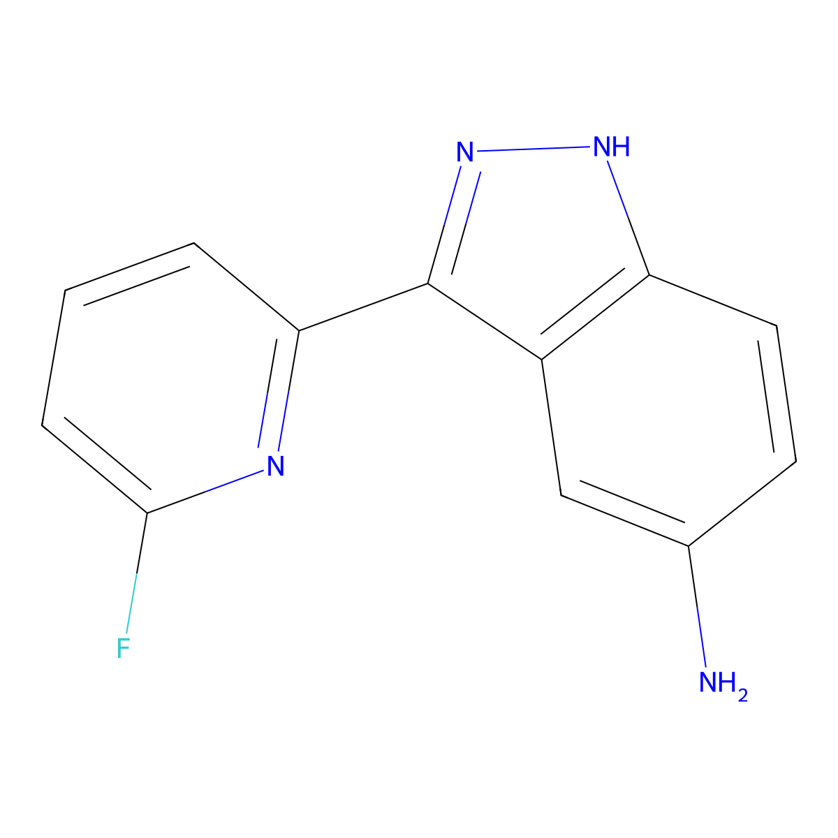 3-(6-fluoropyridin-2-yl)-1H-indazol-5-amine molecular structure, CAS 1356087-88-1