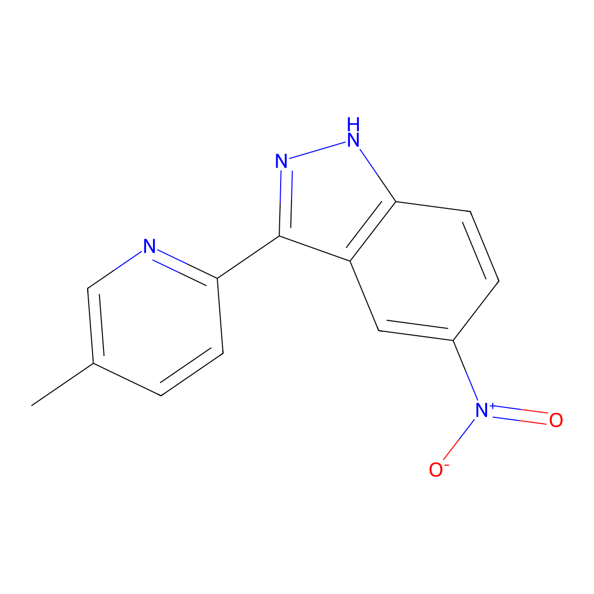 3-(5-methylpyridin-2-yl)-5-nitro-1H-indazole molecular structure, CAS 1356087-94-9