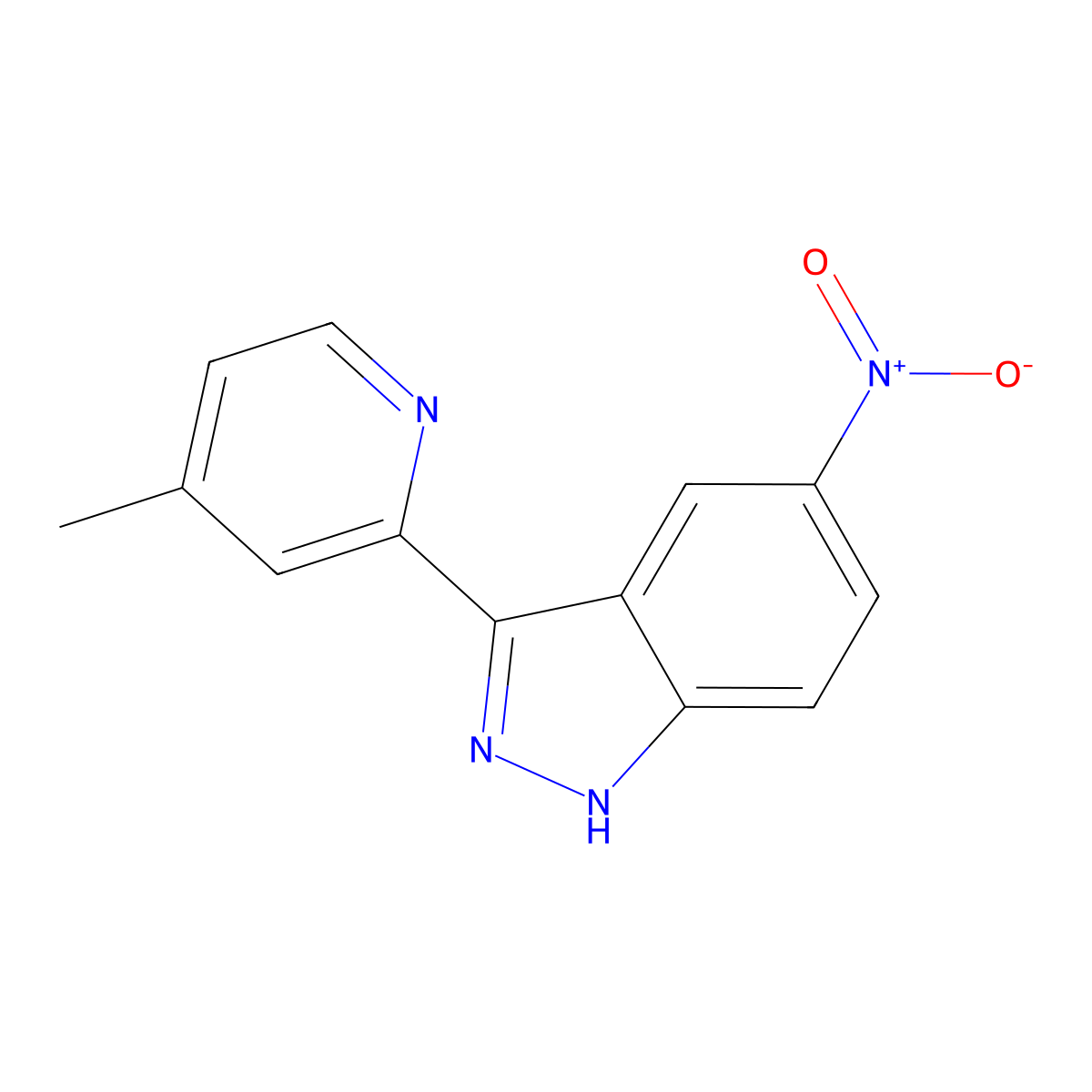 3-(4-methylpyridin-2-yl)-5-nitro-1H-indazole molecular structure, CAS 1356088-02-2