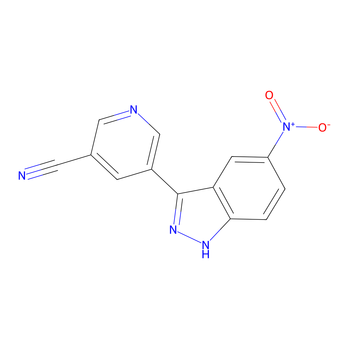 5-(5-Nitro-1H-indazol-3-yl)nicotinonitrile molecular structure, CAS 1356088-10-2