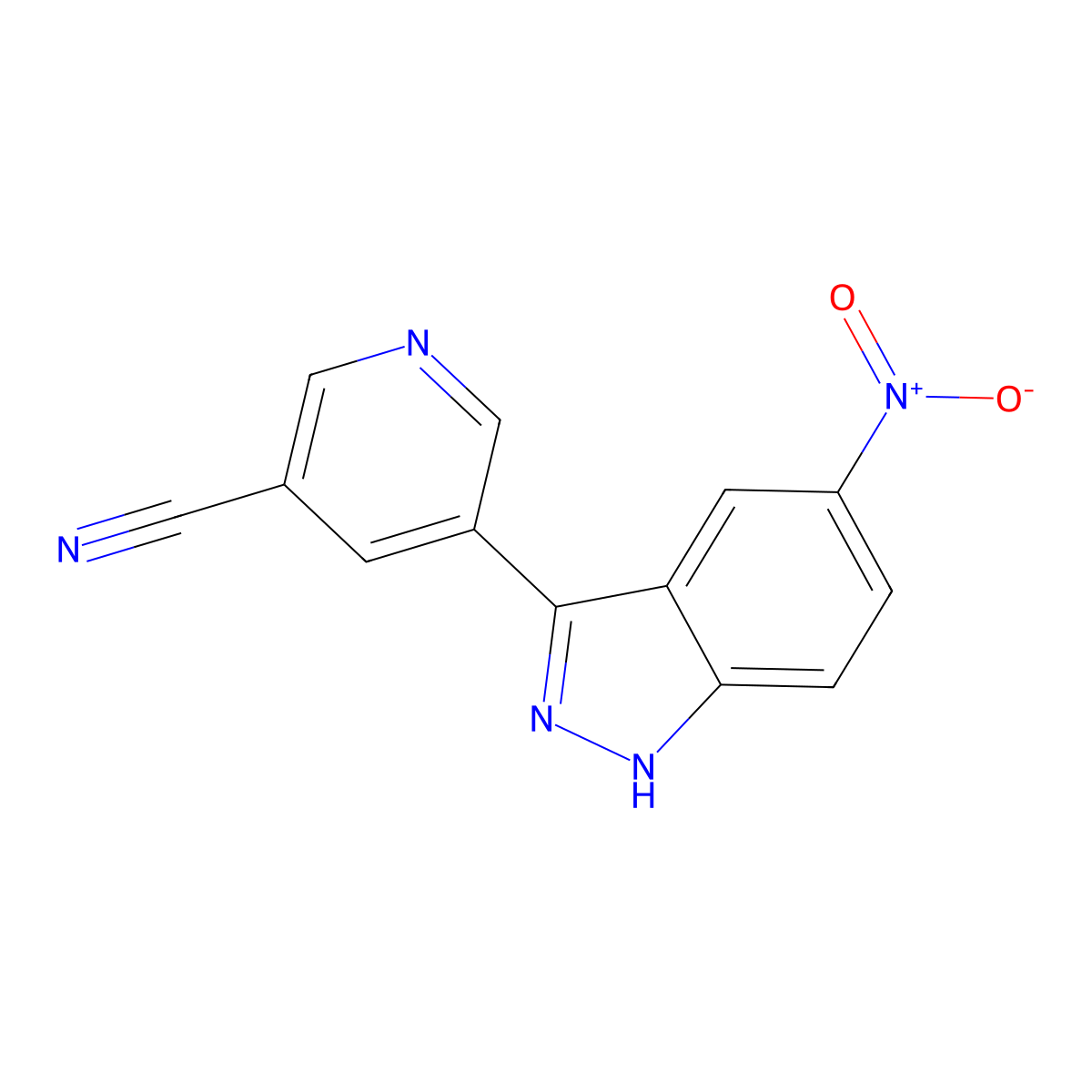 5-(5-Nitro-1H-indazol-3-yl)nicotinonitrile molecular structure, CAS 1356088-10-2